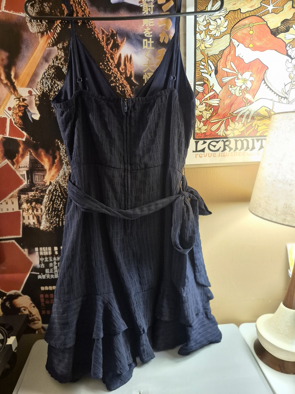 Altar'd State Navy Textured Ruffle Wrap Mini Dress - Picture 2 of 3